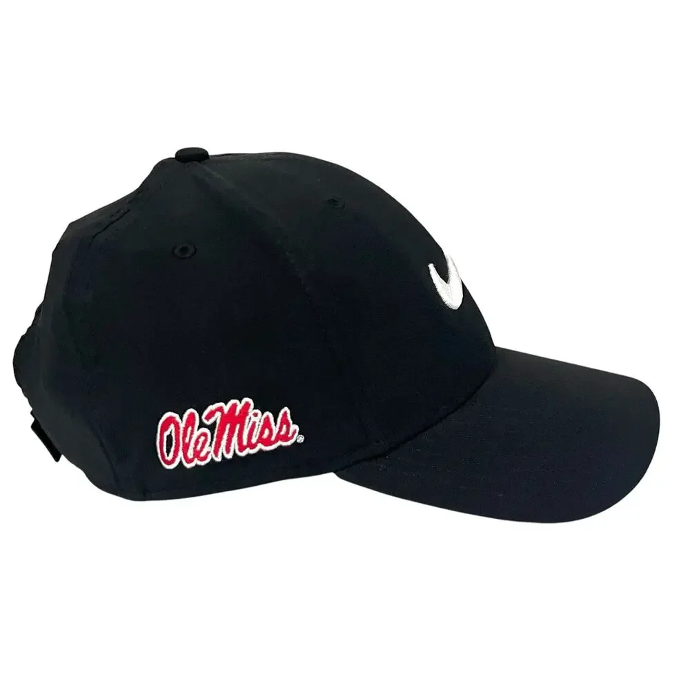 Nike Ole Miss Hat Black Legacy91 Swoosh Logo Red Side Embroidered Adjustable
